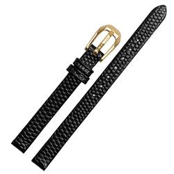 SAAWEE Echsendruck Cowide Lederwachband für Damen Ersatzwache weiß rote Ultra-dünner Gurt 6 8 10 12 14 16 mm kostenlose Lieferung(Black gold buckle,6mm) von SAAWEE