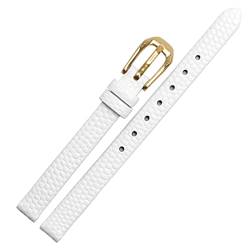 SAAWEE Echsendruck Cowide Lederwachband für Damen Ersatzwache weiß rote Ultra-dünner Gurt 6 8 10 12 14 16 mm kostenlose Lieferung(White Gold Buckle,12mm) von SAAWEE