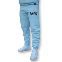 SAEBIS Herren Jogginghose Babyblau mit Stickerei, Trainingshose, Sporthose, Jogger aus Baumwolle mit Reißverschlusstaschen von SAEBIS