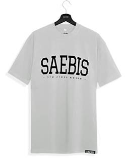 SAEBIS Lifestyle Herren T-Shirt - 100% Baumwolle - schwarz/weiß (asphaltgrau, XL) von SAEBIS