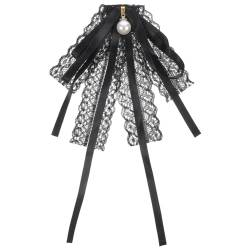 SAFIGLE 1Stk Krawatte Perlenaccessoires für Damen Damenteile juwelenbesetzt Schmuck Mädchen seidenband ribbon blouse hochzeitsgeschenk halskette herren Frauen Brosche Fliege Spitze Black von SAFIGLE