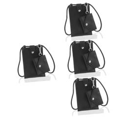 SAFIGLE 4 Stück Handytasche Geldbörsen Mini-Umhängetaschen für Damen Schlüsseletui Schlüssel Aufbewahrungstasche phone bag women handyhulle Wechseltasche Single-Umhängetasche Pu Black von SAFIGLE