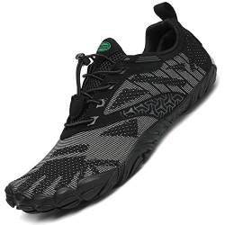 SAGUARO Barfußschuhe Herren Traillaufschuhe Damen Atmungsaktiv Fitnessschuhe Männer Outdoor Indoor Sportschuhe Wanderschuhe Leicht Schnell Trocknend Wassersportschuhe Frauen Strand Schwarz 37 EU von SAGUARO