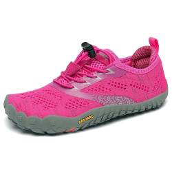 SAGUARO Kinder Barfußschuhe Traillaufschuhe Jungen Mädchen Trainingsschuhe Zehenschuhe Atmungsaktiv rutschfest Walkingschuhe Laufschuhe Schnell Trocknend Badeschuhe, Rosa 27 EU von SAGUARO