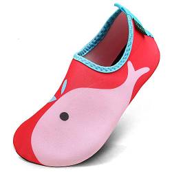 SAGUARO Barfussschuhe Kinder Outdoor Schwimmschuhe Strand Aquaschuhe Männer Sommer Badeschuhe Weiche Faltbar Wasserschuhe,Delphin Rot,32/33 von SAGUARO