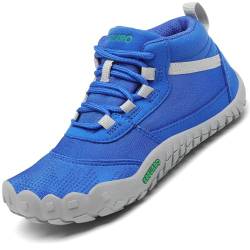 SAGUARO Kinder Barfußschuhe Jungen Leichtigkeit Trekking-Wanderschuhe Mädchen Outdoor Fitnessschuhe Kühles Blau Gr.30 von SAGUARO