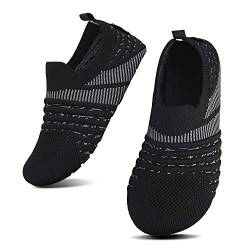 SAGUARO Kinder Hausschuhe Jungen Pantoffeln Mädchen Slippers Rutschfest Yoga Kleinkinder Schuhe Unisex-Baby Indoor Weich Walkingschuhe Hüttenschuhe Dunkelschwarz 32/33 EU von SAGUARO