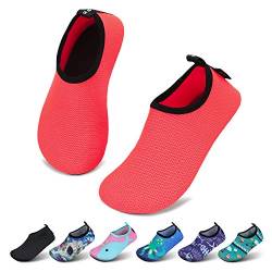 SAGUARO Mädchen Badeschuhe Kinder Aquaschuhe Jungen Schnell Trocknend Strandschuhe Atmungsaktiv Wasserschuhe Surf Yoga Neoprenschuhe,Rosa Gewellt,Gr.24/25 EU von SAGUARO