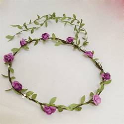 Künstlicher Weihnachtskranz Einfache Blumenkrone Stirnbänder Girlande Tiara Mädchen Frauen Haarbänder Kopfkranz Haarschmuck Strandparty Hochzeitsfotografie (Farbe: Lila) von SAITOM