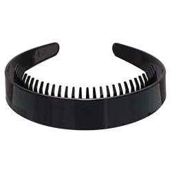 SAKEIOU Frauen Mädchen 2,5 cm breites glattes Stirnband mit Zähnen Kamm schwarz Kunststoff DIY Haarbügel Haarbügel schwarz von SAKEIOU