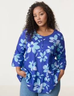 SAMOON Ausgestellte Bluse mit Volants Blau 44/L von SAMOON