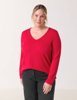 SAMOON Basic Pullover mit V-Ausschnitt Rot 52/XXL von SAMOON