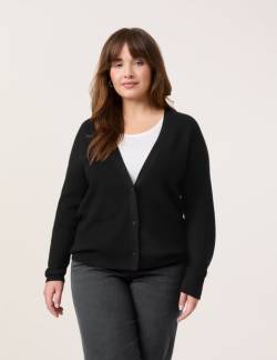 SAMOON Basic Strickjacke aus Rippstrick Schwarz 54/XXL von SAMOON