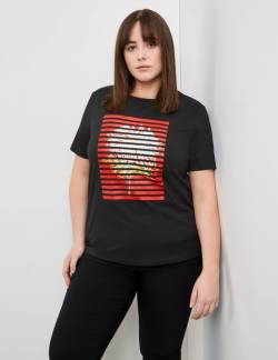 SAMOON T-Shirt mit Frontprint Schwarz 44/L von SAMOON