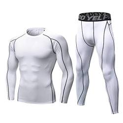 SANANG Herren Kompression Trainingsanzug Fitness Tight Quick Dry Running Set T-Shirt Legging Sportswear Gym Sport Suit von SANANG