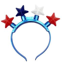 SANRLO Stirnbänder, Haar-Accessoires für Damen, 4. Juli, LED-Stirnbänder, Partygeschenk, leuchtendes blau-weißes Stern-Stirnband für Damen und Herren, 4. Juli von SANRLO
