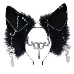 SANRLO Stirnbänder, Haarschmuck für Damen, sexy Hundeohr-Stirnband, dunkles Zubehör, Cosplay, Tierohren, Pelzanzug, Maskerade, Halloween, Cosplay, Party von SANRLO