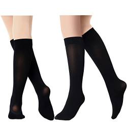 SATINIOR 6 Paar Eislaufsocken, einfarbig, leicht, blickdicht, Kniestrümpfe für Damen und Mädchen, Schwarz, Medium von SATINIOR