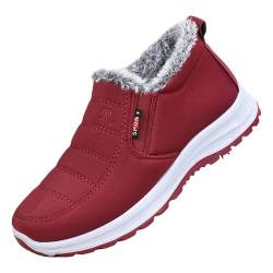 SAUTRV Damen Schneestiefel Mode Casual Sneakers Atmungsaktiv Flache Freizeitschuhe Winter Gepolstert Warm Damenstiefel Winter Walking Booties Frauen, rot, 38.5 EU von SAUTRV