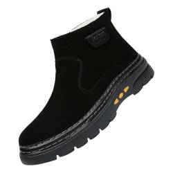 SAUTRV Herren Schneestiefel Herren High Top Schneestiefel Mode Casual Turnschuhe Atmungsaktiv Flache Freizeitschuhe Winter Gepolsterte Warme Herrenstiefel Winter Casual Boots für Männer, Schwarz , 42 von SAUTRV