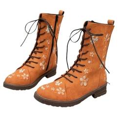 SAUTRV Modische und warme Damenstiefel, elegant, wadenhoch, modisch und warm, sexy Stiefel für Frauen mit Absatz, breite Wade, Orange, 38 EU von SAUTRV