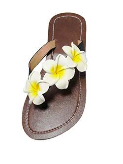 SAWA Damen Flip Sandale Hibiskus Blüten Zehentrenner Zehenpantolette Sommersandale Zehenstegsandale von SAWA