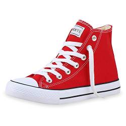 SCARPE VITA Damen High Top Sneaker Sportschuhe Kult Schuhe Canvas Stoff Freizeitschuhe Schnürer Sportliche Turnschuhe 165777 Rot Lucky 40 von SCARPE VITA