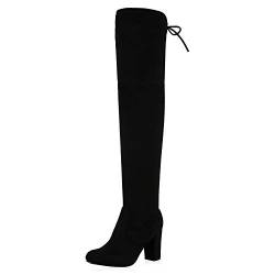 SCARPE VITA Damen Overknees Stiefel Blockabsatz Schnürer Freizeitschuhe Langschaftstiefel Boots Schnürschuhe Basic Schuhe 198316 Schwarz 41 von SCARPE VITA