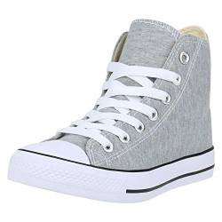 SCARPE VITA Damen Sneaker High Basic Turnschuhe Schnürer Freizeit Schuhe Canvas Stoff Schnürschuhe 173008 Hellgrau High 43 von SCARPE VITA