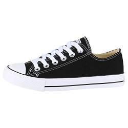 SCARPE VITA Damen Sneaker Low Canvas Schuhe Basic Turnschuhe Schnürer Freizeit Sportschuhe 172872 Schwarz Black 40 von SCARPE VITA