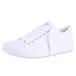 SCARPE VITA Herren Sneakers Low Sportliche Canvas Freizeit Schuhe Basic Weiss Total 44 von SCARPE VITA