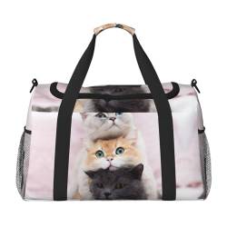 Three Cats Handheld Crossbody Reisetasche Weekender Bag Carry Travel Bag Duffle Bag Gym Bag for Men Women, Schwarz , Einheitsgröße von SCAUA