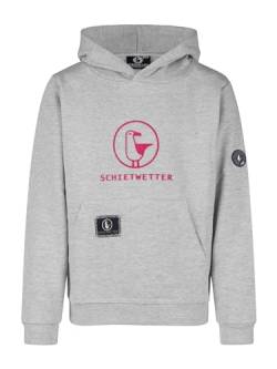 SCHIETWETTER Unisex Kinder Hoodie Toni, Kapuzenpullover, Kapuzenhoodie, Sweater, Sweatshirt, kuschelig, mit Kängurutasche Grey Mel/neon pink 116 von SCHIETWETTER