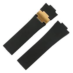 SCRUBY Armband Armband Silikon Uhrenarmband für Ulysse-Nardin MARINE Wasserdichtes Gummiarmband Sport 25 * 12mm Mann Uhren Sport(Black rgold strap) von SCRUBY