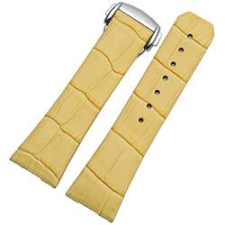 SCRUBY Echter Leder Uhrengurt für Omega Constellation Double Eagle Serie Männer Frauen 17mm 23mm Uhrband(Yellow,23mm gold Clasp) von SCRUBY