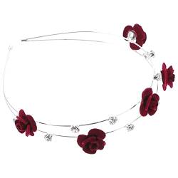 Haarspange, Stirnband mit Strasssteinen for Damen, doppellagiges Haarband aus Metall mit Blumenmotiv(Claret) von SDAAD