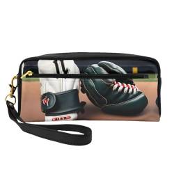 Baseball- und Handschuhe-Make-up-Tasche für Damen, Reise-Make-up-Tasche für Geldbörse, tragbarer Kulturbeutel, Zubehör-Organizer, Schwarz , Einheitsgröße, Kosmetiktasche von SDEGTHO