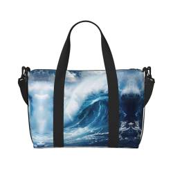 Big Ocean Wave HD kleine Reisetasche, Wochenendtasche, Übernachtung, Fitnessstudio, Krankenhaus, für Damen und Herren, Schwarz, Einheitsgröße von SDEGTHO