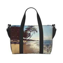 Hawaii Beach kleine Seesack, faltbar, Reisetasche, Wochenendtasche, Übernachtung, Fitnessstudio, Krankenhaus-Tasche für Damen und Herren, Schwarz, Einheitsgröße von SDEGTHO