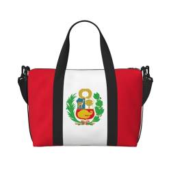 Kleine Seesack mit Flagge von Peru, faltbar, Reisetasche, Wochenendtasche, Übernachtung, Fitnessstudio, Krankenhaus-Tasche für Damen und Herren, Schwarz, Einheitsgröße von SDEGTHO