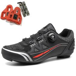 SDEQA Fahrradschuhe für Herren Damen, Atmungsaktive Rennrad Radschuhe Kompatibe mit Peloton Look SPD SPD-SL Delta Lock Pedal Reitschuhe Radsportschuhe,Schwarz,48 EU von SDEQA