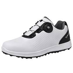 SDEQA wasserdichte Golfschuhe Für Männer Mit Drehbarer Schnalle Spikless Golf Sport Turnschuhe Große Größe Outdoor Casual,Schwarz,47 EU von SDEQA