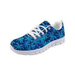 SEANATIVE Atmungsaktive Mesh Damen Laufschuhe Draft Sneaker Casual Mädchen Jogging Sport Schuhe, Blau - Kokosbaum - Größe: 42.5 EU von SEANATIVE