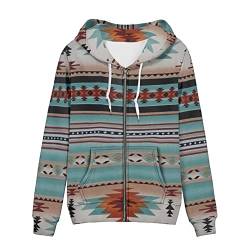 SEANATIVE Frauen Zip Up Hoodies Kordelzug Sweatshirt Langarm Casual Hoodie Jacke mit Tasche Größe XS-5XL, Navajo Azteken, XL von SEANATIVE