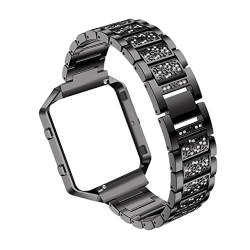 SECFOU Armband armbänder für smartwatch Blaze Uhrband Schwarzes Uhrband Metall Uhrband Uhrenarmbänder mit Etui Damenuhren frauen armbänder Uhren Ersatzbänder ersatzband ansehen Black von SECFOU