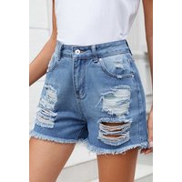 SEGUEN Jeansshorts Zerrissene Denim-Shorts mit Fransen Heiße Hose (Lässige Shorts für Frauen aus vergangenen Zeiten) von SEGUEN