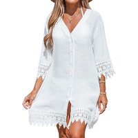 SEGUEN Sommerkleid Damen Sommer Shirt Kleider Sexy Hollow Out Spitze Kleider (Sun Shirt Strandkleid, Einzelpackung) Geeignet für tägliche Reisen, Ausflüge von SEGUEN