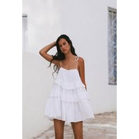 SEGUEN Sommerkleid Sommer Trägerkleider Layered Ruffle Dresses (Tortenrock Kurze rückenfreie Trägerkleider) von SEGUEN