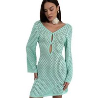 SEGUEN Sommerkleid Strandkleider Frauen Solide Farbe Sexy Knit Cover Up Kleider (Ausgehöhlter Bikini Badeanzug Cover up Sonnenkleidung Kleider) von SEGUEN