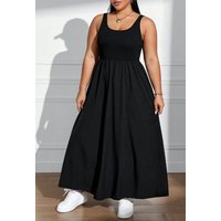 SEGUEN Strandkleid Ärmelloses Kleid mit Kragen für Damen in Übergröße (Einfarbiger Midirock mit Taillenweste) von SEGUEN